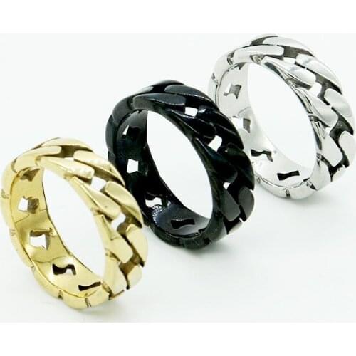 Mens Black gold Simple Ring Fashion Stainless Steel Twisted Ring Birthday Gift Party Mens Jewelry Joyas de hombre