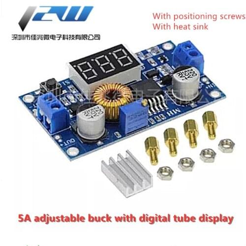 5A high power 75W DC-DC adjustable step-down voltage regulator power supply module with voltmeter display far exceeds LM2596