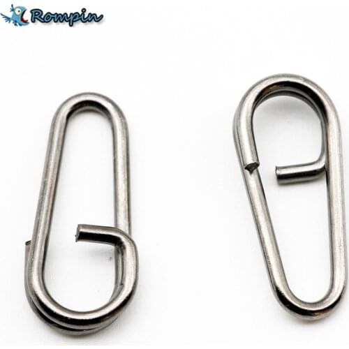 Rompin 50pcs/lot Stainless Steel bent dead Oval Split Rings Loop Lure Assorted Swivel Snap Fishing Tackle Connector 16 18 21mm