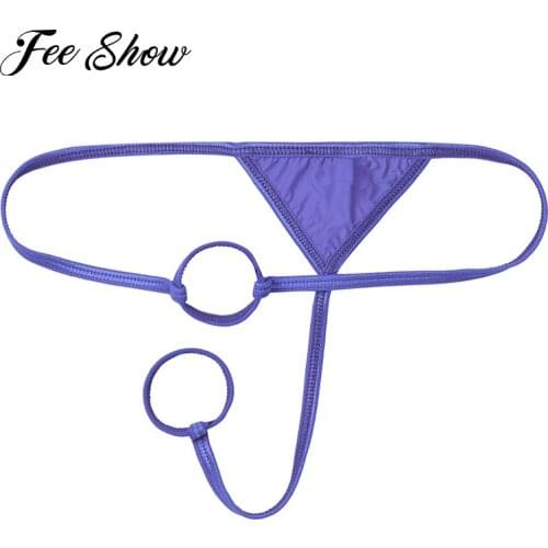 Sexy Men Low Rise O-Ring T-Back Thong Bikini Briefs Elastic G-string Underwear Lingerie Underpants Nightwear for Lingerie Night