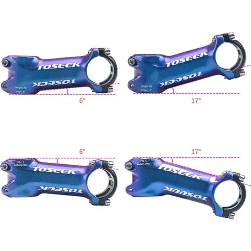 Mtb Road Bicycle Stem Moutain Bike Stem Bicycle stem 6/17 degree 31.8mm*60/70/80/90/100/110mm Bicycle Parts Blue purple gradient