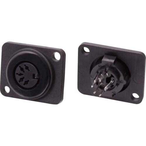 High quality 50pcs/lot DIN 5PIN Socket Chassis Panel Mount with straight through for D-Type panel