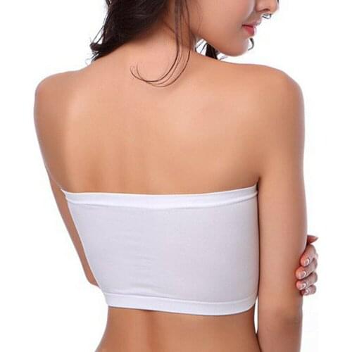 Plus Size Women Strapless Solid Tube Top Bra Female Double Layers Stretchy Seamless Push Up Removable Padded Crop Bras S-3XL