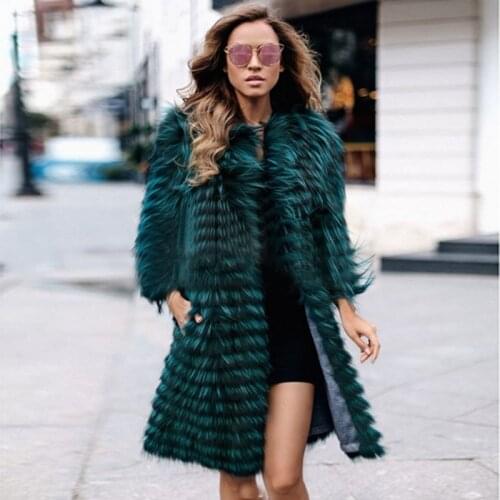 2020 Winter New Fashion long Ladies Genuine silver fox fur coat thickening warm garment coats womens outwear