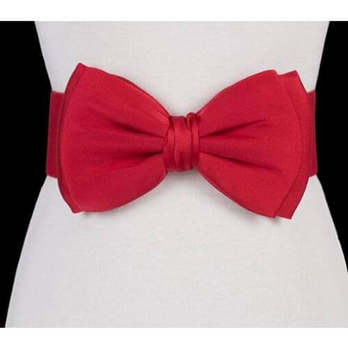 Womens runway fashion vintage elastic bow Cummerbunds female Dress Corsets Waistband Belts decoration wide belt R1462