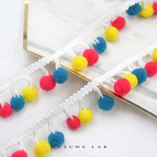 1M Pompom Trim Lace Ribbon for Craft DIY Wedding Decoration Sewing on Cloth Accessory 2.5cm Diy Handmade Patchwork Polyester