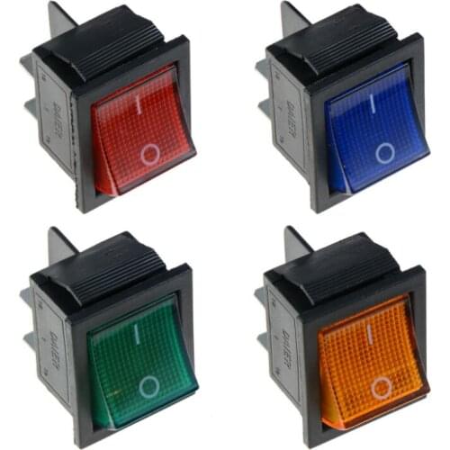 1Pcs KCD4 Latching Rocker Switch Power Switch I/O 4 Pins/6 Pins with Light 16A 250VAC 20A 125VAC
