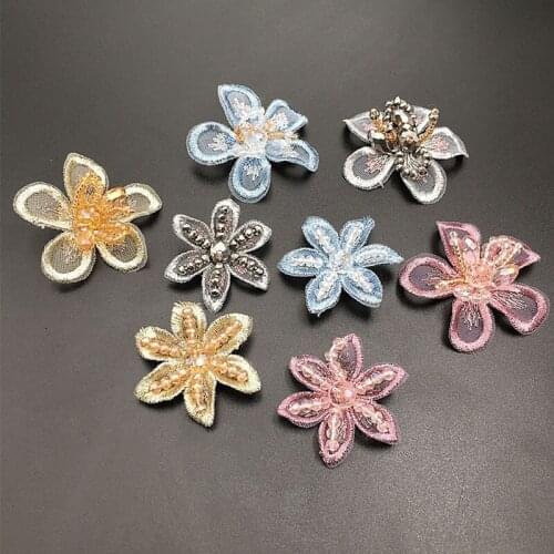 1Pcs Hand-Made Nail Bead Crystal Three-Dimensional Flower Mesh Embroidery Flower Jewelry Garment DIY Sewing Accessories