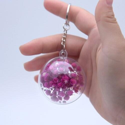 Creative Starry Keychain Ball Cute Dry Flowers Bag Fashion Keyring Bell Key Chain