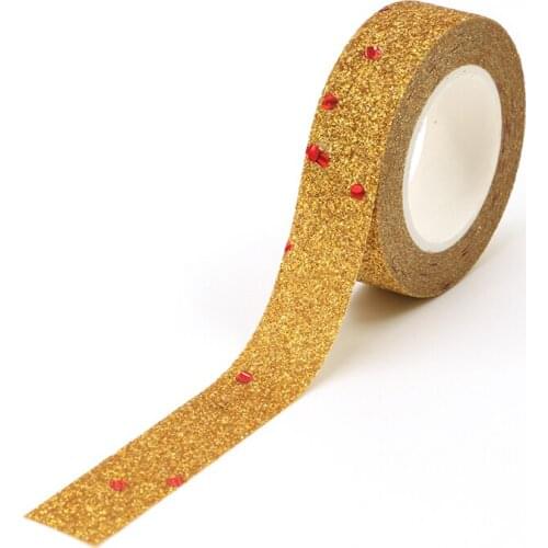 10pcs/Lot Gold powder Washy Tape with red Dot 15mm* 5m Kawaii Paper Scrapbook Tools Decorative Tape Mask