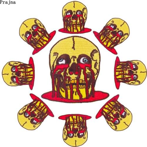 Prajna 10PCS SKull Applique Clothing Thermoadhesive Patches On Clothes DIY Punk Biker Embroidered Patches For Clothing Stickers