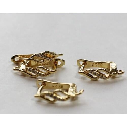 10pcs per bag brass earring hook with cubic zircon decoration design earring DIY material