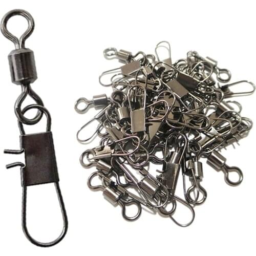 100x Fishing Swivels Barrel Hooks Safety Snaps Connector Tackles Accessories