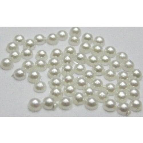 2000 Ivory Half Pearl Gems Flatback Bead 2mm Nail Art Tips +Storage Box