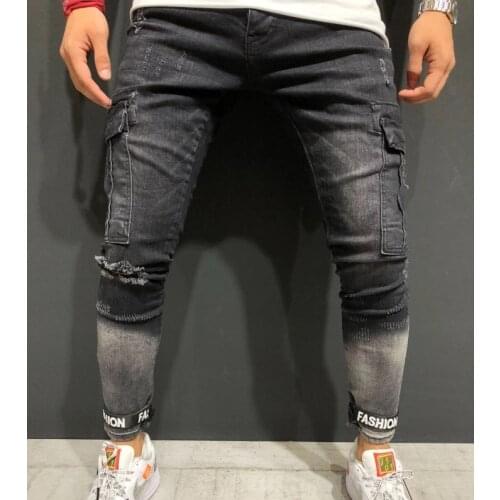 Spring 2020 New Mens Stretch Slim Jeans Fashion Casual Classic Style Trend Denim Trousers Mens Gray Pants Mens Plus Size 4XL