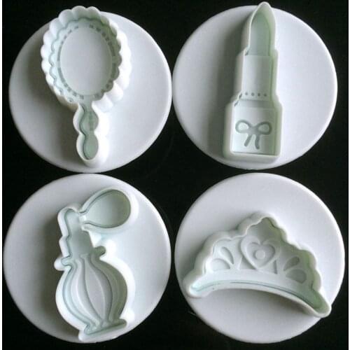 4pcs/set Cookie Cutter Cake Fondant Cutter Candy Cake Buscuit Cutter Plunger Mold Decorating Baking Mold Tool Mould Cake Tools