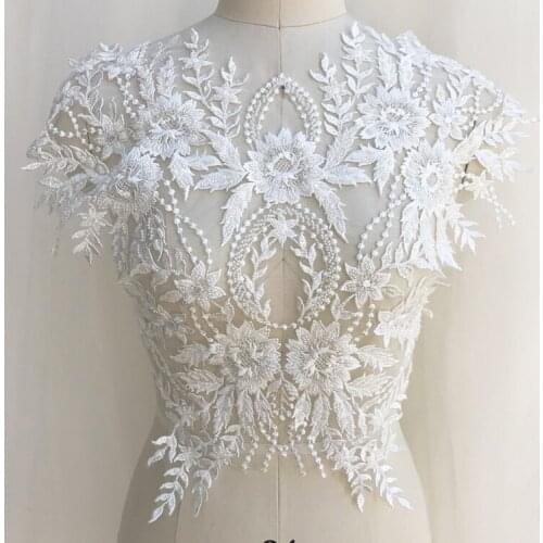 48*53CM Rayon Material Luxury Beaded Lace Collar Flower Back Paste Bridal Wedding Dress Applique Clothing Accessorie