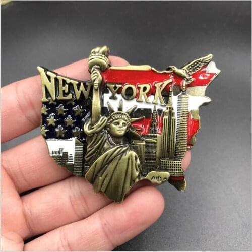BABELEMI High-end Metal Painted USA New York Alaska 3D Fridge Magnet Tourism Souvenirs Collection Refrigerator Magnetic Stickers