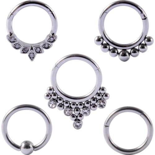 CHUANCI Dotted Cluster Stainless Steel Septum Clicker Hoop Ring Ear Tragus Cartilage Daith Helix Earring Stud Piercing Jewelry