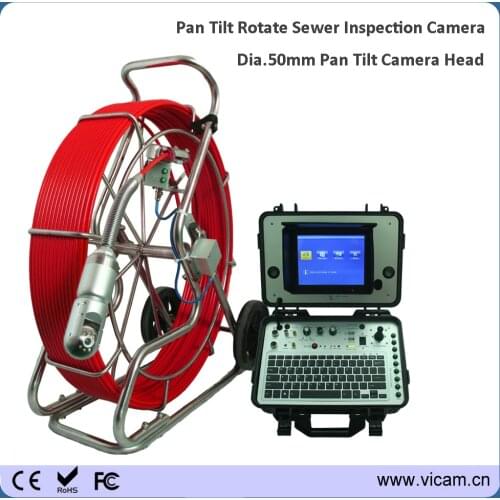 Water industry detection endoscope camera 120m fiber optic cable water well camera with pan tilt rotation camera head and DVR