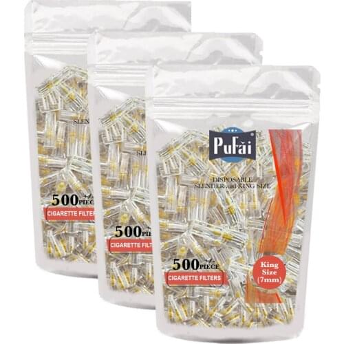 Pufai Disposable Cigarette Filters Slender Size Compatible 7mm 1500 Pieces 3 Packs