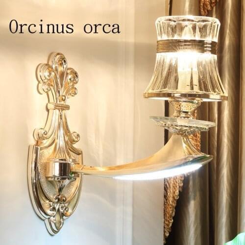 European zinc alloy crystal wall lamp simple modern bedroom living room dining room lamp free shipping