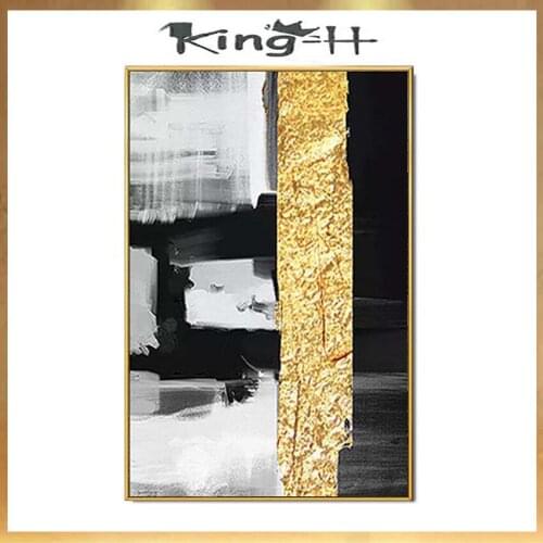 Nordic simple gold oil painting on canvas handmade abstract picture 3 Pieces wall art home decoation for living room Entrance