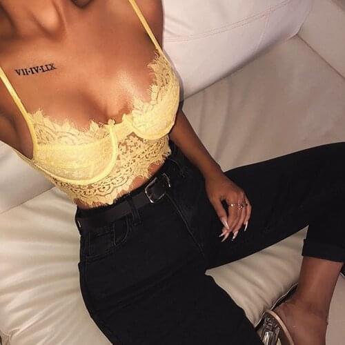 Newest Neon Green Lace Sleeveless Vest 2019 Summer Crochet Tank Crop Tops Bralette Floral Embroidery Camis Lace Slim Camisole