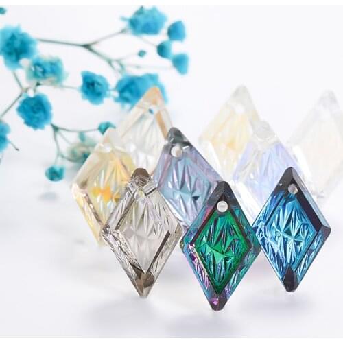 Astrobox New Relief Rhombus Rhinestone Pendant Gem Glass Single Hole Pendant Transparent Scattered DIY Earring Jewelry Making