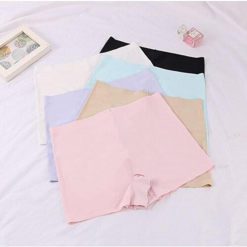 No Trace Ice Silk Flat Angle Safety Pants Lightly Soft Panties Cotton Crotch Slim Fashion Simplicity Womens Underwear A46