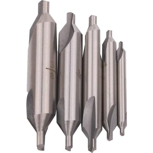 5pcs A-Type Double Ended HSS Center Drill Set Combined Spotting Countersink Bit Mill Lathe