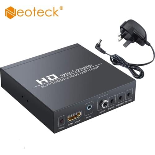 Neoteck SCART HDMI to HDMI Converter With 3.5mm Headphone and Coaxial Stereo Audio 1080P Video Audio Adapter Support RGB For DVD