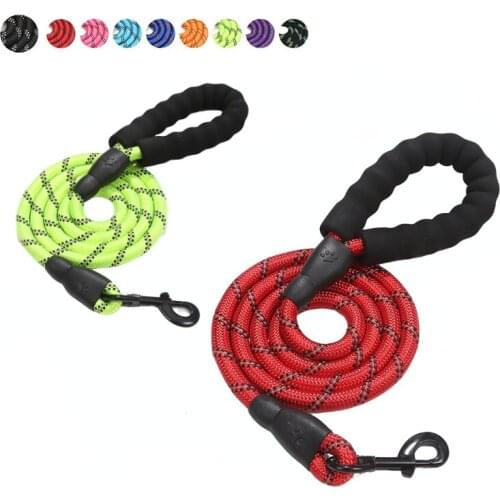 Reflective Dog Leash 1.5m Durable Nylon Pet Round Leash Non-slip Lead Rope Small Medium Large Dog Walking Training Pet Suppiles
