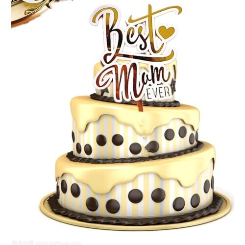 New Best MOM Birthday Party Cake Topper Pink Gold Thanksgiving Mothers day Acrylic birthday Cake toppers Dessert Decoration Gift