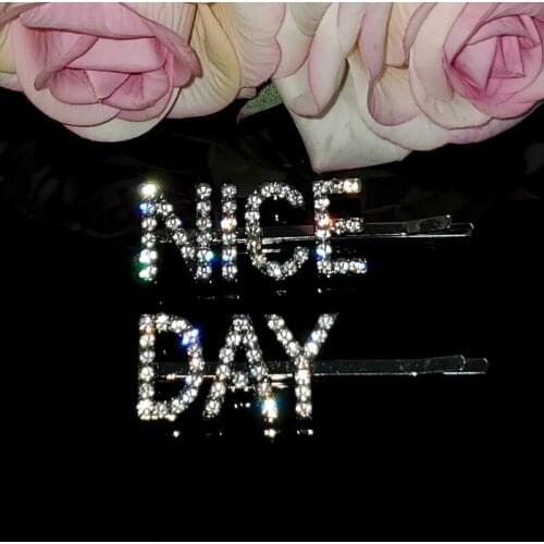 New Arrival Original Saying Words Hairclips "NICE DAY“ Bobby Pins Letters Hairpins Unique Gift 2pcs/Set Drop Shipping Available
