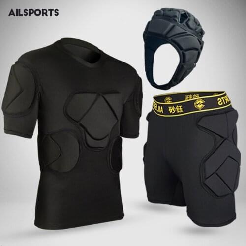 New Sports Safety Protective Kits Thicken Gear Soccer Goalkeeper Jersey Pants Football Goalie Knee Elbow Head Padded Protector