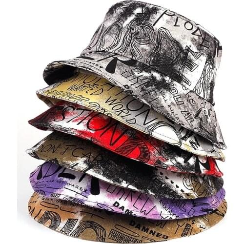 Fashion Tie-dye Graffiti Bucket Hat Women Mens Summer Panama Hat Streetwear Bob Foldable Beach Sun Fishing Fisherman Hats 2021