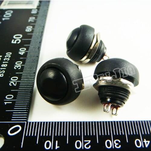 PBS-33B Button color Black 1A/250VAC OFF-ON 2Pin Non Self-locking Push Button Switch (Self reset switch) 20Pcs/lot