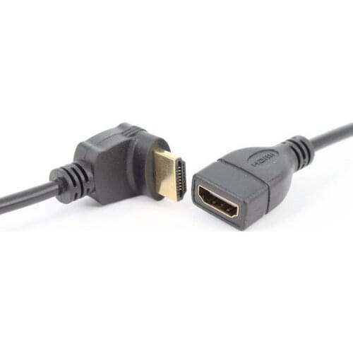 Gold planted HDMI-compatible Female to 90 Degree down Angled HDMI-compatible Male Adapter Cable