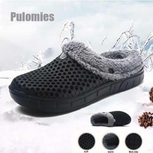 Wintes Men Shoes Quick Dry Clogs Casual Garden Shoes Warm Plush Sandals Couple Antiskid Home Flip Flops Slippers for Women