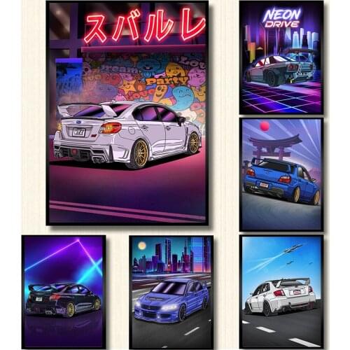 Modern Tokyo Neon Driving Street Canvas Poster Supercar Racing Wall Art Print Picture Kids Room Bar Club Decoration Cuadros