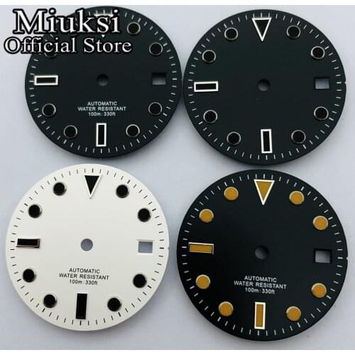 Miuksi 28.5mm black white sterile dial fit NH35 ETA 2824 2836 Miyota 8215 821A Mingzhu DG 2813 3804 Seagull 1612 movement