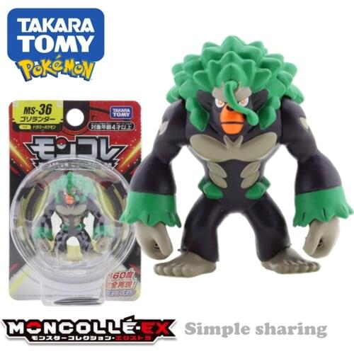 Takara Tomy Tomica Pokemon Pocket Monsters Moncolle MS-36 Rillaboom 3-5cm Mini Resin Anime Figure Toys For Children Collectible