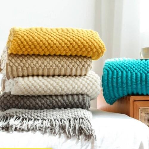 Textile City Europe Style Faux Cashmere Knitted Blanket Bedspread Embossed Towel B&B Sofa Decorate Throw Comfy Acrylic Bedsheet
