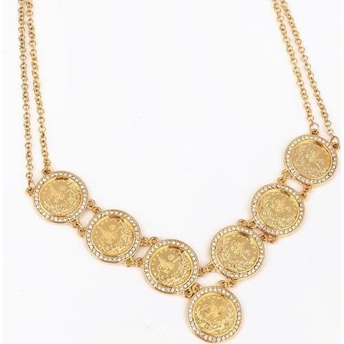 Turkey Coins Arab Coins crystal islam muslim 55 cm necklace Turks Africa Party jewerly