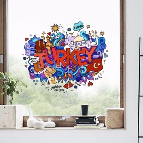 I Love Turkey Illustration Fashion Wedding Decor Vinyl Waterproof Wall Sticker Bedroom Wallpaper Wall Decal Baby Rooms Decor