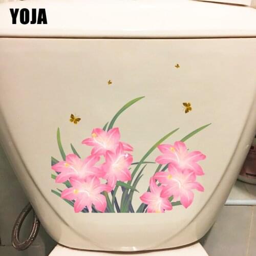 YOJA 23*21.4CM Lily Butterfly Home Bedroom Toilet Stikcer Fashion Room Wall Decoration T1-0675