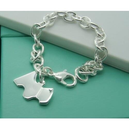 925 Sterling Silver Dog Tag Pendant Bracelet For Woman Charm Engagement Wedding Fashion Party Jewelry Gift