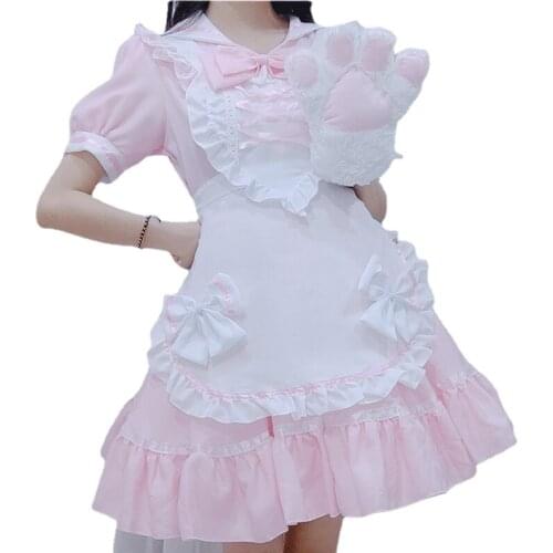 Pink Uniforms Halloween Costumes Plus Size Lolita Dresses Womens Maid Outfit Sweet Gothic Anime Cosplay Costume Apron Dress