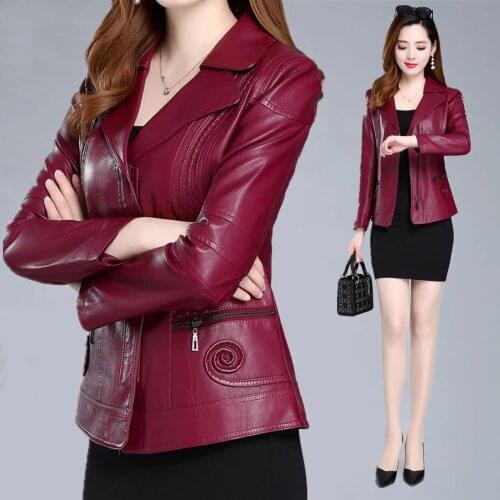 Female Leather Coat Large Size 2021 New Fashion Womens Clothing Leisure Womens Leather Jacket Short Slim Women Coats